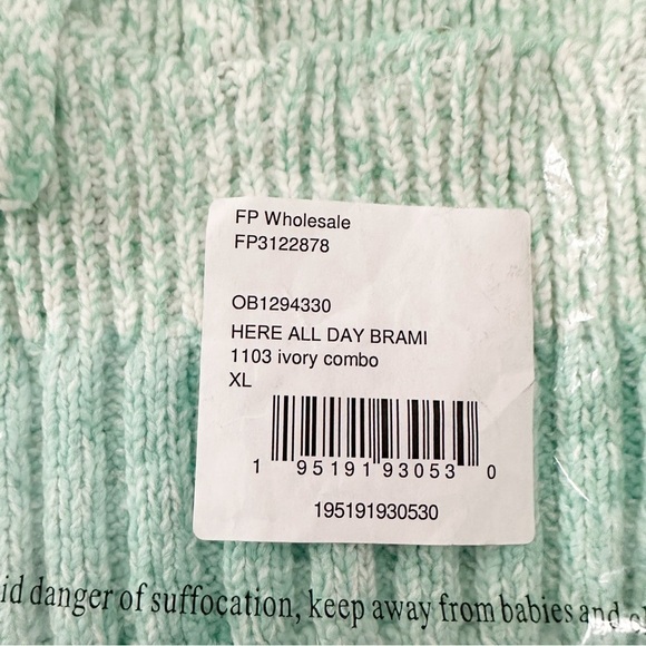 Free People Here All Day Brami Ribbed Crop Tank Ivory Combo Size XL - Picture 5 of 6